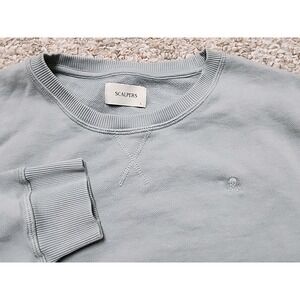 Scalpers Basic Skull French Terry Sweatshirt Adult L Gray  Worn Washed Pullover
